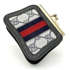 GUCCI オールドグッチ ブルー系 GGスプリーム シェリーライン がま口財布 GUCCI オールドグッチ ブルー系 GGスプリーム シェリーライン