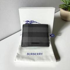バーバリー チェック バイフォールド ウォレット 二つ折り財布 グレー