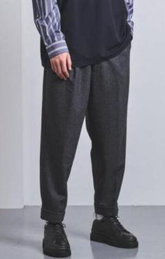 アンルート ウール ナイロン フランネル 1プリーツ バックゴム パンツ M