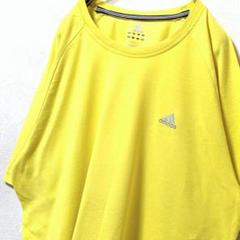 アディダス adidas ロゴ刺繍 Tシャツ イエロー 黄色 L 古着
