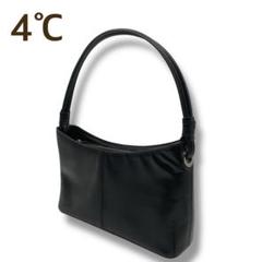 【極美品】4℃ 本革 ワンショルダー 黒バッグ 肩掛け◎ 上品デザイン