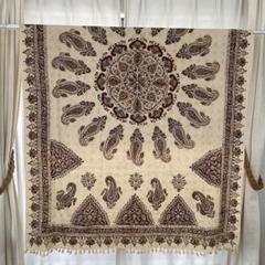 ハンドメイド　ブロックプリント　大判　マルチカバー 135cm x 200cm