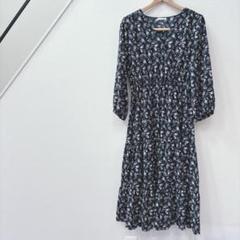 コルザ/小花柄/総柄/長袖/ロング/ワンピース/薄手/シースルー/フレア/