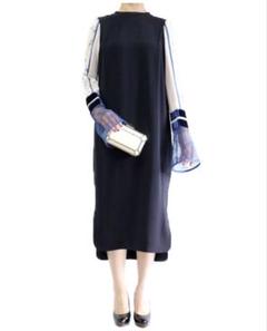 Mame Silk Lame Print Sleeve Dress