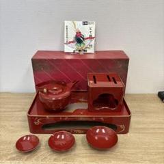 時代年代物 木製朱塗 盃台 盃 七客 楼閣山水 瑞鶴図 金蒔絵 お屠蘇 お正月 高足盃 一対 時代漆器 本金高蒔絵 荒波蒔絵 群鳥蒔絵 酒器 木製