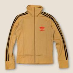 Adidas トラックジャケット グレー オレンジ 2XO フロッキープリント fc274ee6c2a821b17a39056685740a