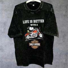 スヌーピー ハーレーダビッドソン リプリント Tシャツ 半袖 メンズ 新品