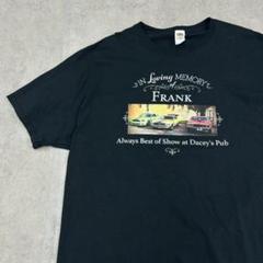 クラシックカー　グラフィック　トップス　半袖　Tシャツ　古着　ブラック　黒　XL