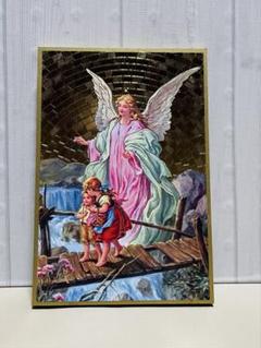 守護天使 『守護天使と子どもの板絵』○イタリア製○置物○壁掛