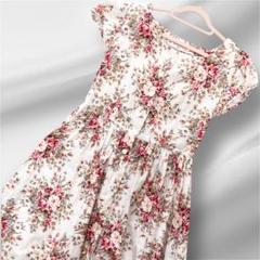 vintage 薔薇ブーケ柄 ガーリーワンピース