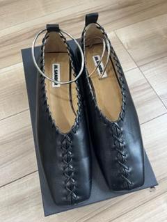【訳あり】JIL SANDER ブラック 編み上げフラットシューズ 訳あり】JIL SANDER ブラック 編み上げフラットシューズ - メルカリ