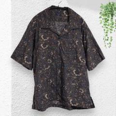 バックナンバー BACK NUMBERライトオン　半袖シャツ【M】茶系ボタニカル