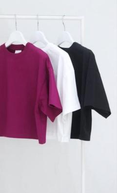HYKE ルーズフィット 黒 半袖Tシャツ 変形 ショート丈 - メルカリ