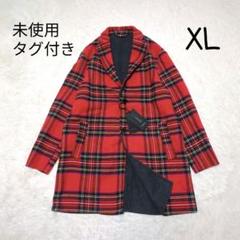 未使用【ザラ】大きいサイズ ZARA タータンチェック コート レッド 赤 ZARA ザラ タータンチェック柄コート チェスターコート ウール混