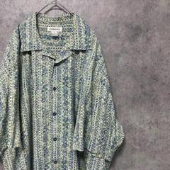 90s vintage 半袖　柄シャツ　レーヨン　メンズXL 古着　個性派