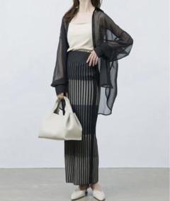 【新品未使用】　タグ付き　ゆったりシアーカラーシャツブラウス　シースルー　透け