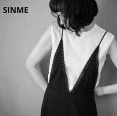 シンメ SINME キャミソールワンピース ブラック×ホワイト ★未使用品★ SINME☆シンメ☆キャミソールワンピース☆ブラック×ホワイト