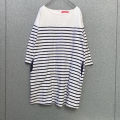2333【graniph】F♡ストライプ柄五分袖チュニック ロングカットソー