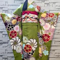 期間限定キャンペーン 駒刺繍 正絹振袖 雪輪花文 振袖フル 振袖セット レトロ 金彩 着物・浴衣