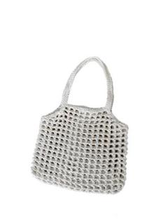 ハンドメイド　かぎ編み　トートバッグ　コットン　透かし編み　サブバッグ　白
