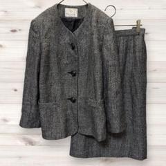 6086【HAUT MONDE】スーツ ジャケット スカート ウール シルク 絹