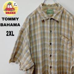 USA古着 TOMMY BAHAMA　シルクアロハシャツ2XL　グリーンイエロー