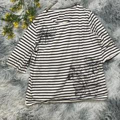 ✨E.style✨花柄　ボーダーTシャツ 5分袖　M〜Lサイズ　白