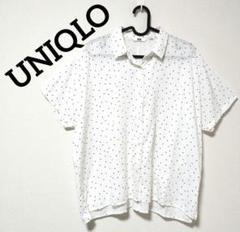UNIQLOユニクロ　ホワイトドット柄半袖シャツ