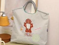 可愛いロボット刺繍♡エコバッグ　カラフルなロゴ♡ Mサイズ