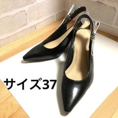 美品　ミラオーウェン　黒リボン　バックストラップ　ポインテッド　ヒール　パンプス Mila Owen（ミラオーウェン）の「リボンモチーフスリングバッグ