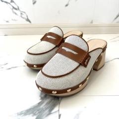 ✨美品✨ ロンシャン ラ シガール グロッグ サンダル キャンバス レザー 37 ✨美品✨ ロンシャン ラ シガール グロッグ サンダル キャンバス