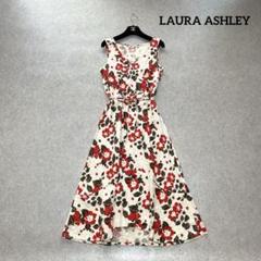 ローラアシュレイ　大きいサイズ　リネン　いちご&花柄　ノースリーブワンピース ローラアシュレイ♡花柄 ノースリーブワンピース ベルト付き