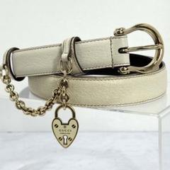 希少 GUCCI グッチ ハートカデナ ハートロック チェーン　レザーベルト美品 希少 GUCCI グッチ ハートカデナ ハートロック チェーン レザー