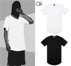@メンズ レイヤード ラウンドカットTシャツ 黒 XL