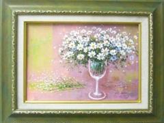 絵画 油絵 青木今陽 静物画 マーガレットの花に花瓶 - メルカリ
