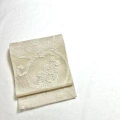 夏帯 名古屋帯 羅 花唐草模様 乳白色 PO-3217 夏帯 名古屋帯 羅 花唐草模様 乳白色 PO-3217 - メルカリ