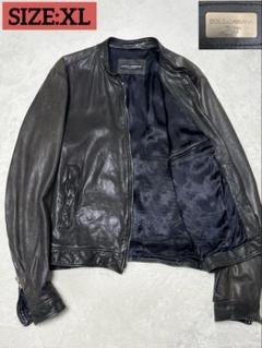 【希少サイズ】D&G シングルライダースジャケット 黒　サイズ52 ジャックローズ シングル ライダースジャケット 羊革 黒 サイズ4