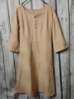【sunauna】ワンピース　ロング　長袖　ベージュ　SS 秋春物