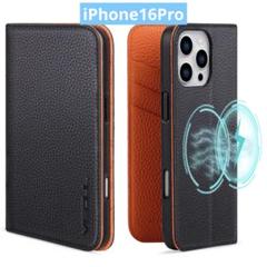 ★iPhone16 Pro 対応ケース 手帳型 本革 ワイヤレス充電対応