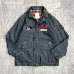 90's vintage 日本製 デニムワークジャケット ワッペン裏地フランネル