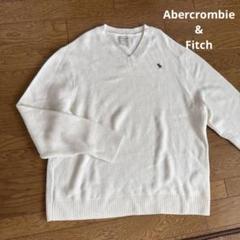 アバクロ　大きいサイズ　サマーセーター　XXL Vネック コットン　刺繍ロゴ　白