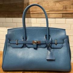 ブルージーン　ハンドバッグ　セレンシー　セルリアンブルーJaneBirkin ブルージーン レザー ハンドバッグ セレンシー ブルー