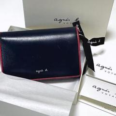 agnes b VOYAGE 二つ折り財布 ネイビー×レッド - メルカリ