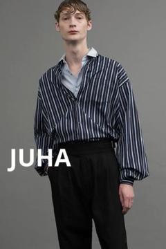 JUHA ストライプ　オーバーサイズ　シャツ　ネイビー　Lのサムネイル