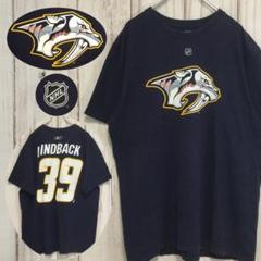 【リーボック 半袖ビッグロゴTシャツ】丸胴 NHL プレデターズ XL 古着