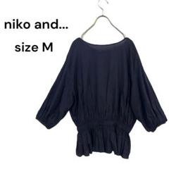 ニコアンド niko and... ブラウス シャツ 綿 M ネイビー