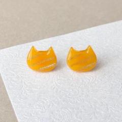 ★ネコ マーマレード ゴールド ストライプ ピアス ステンレス 猫【469】