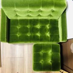 超美品★ソファ★コーナー★オットマン★子供★ミニソファ★緑★グリーン★ベルベット