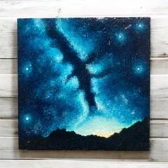 ー夜空に舞う影 ─ アクリル風景画（10×10cm）