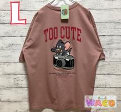 トムとジェリー　レディース　サガラ刺繍　Tシャツ　半袖　カメラ　アニメ　かわいい